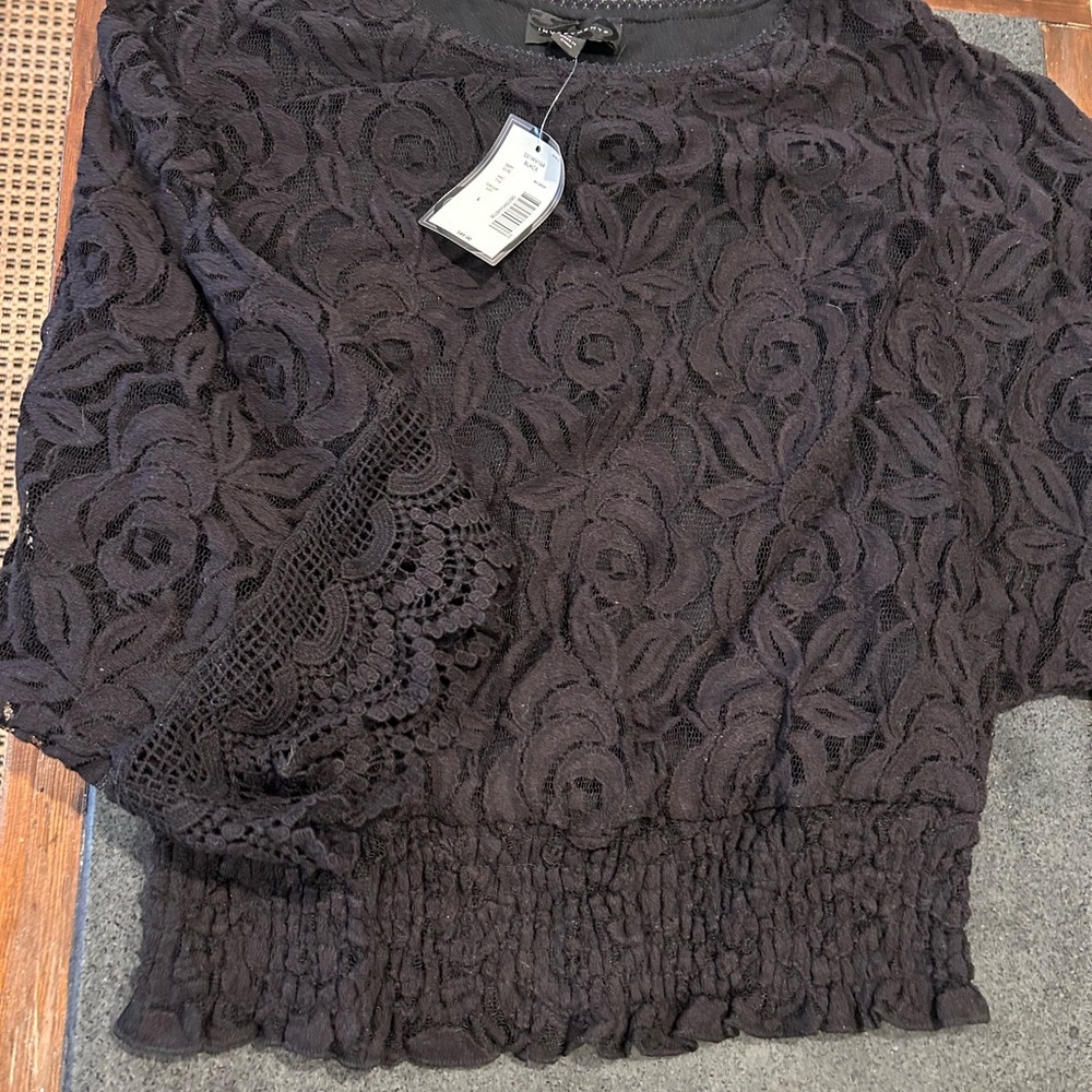 Investments Black Lace Blouse